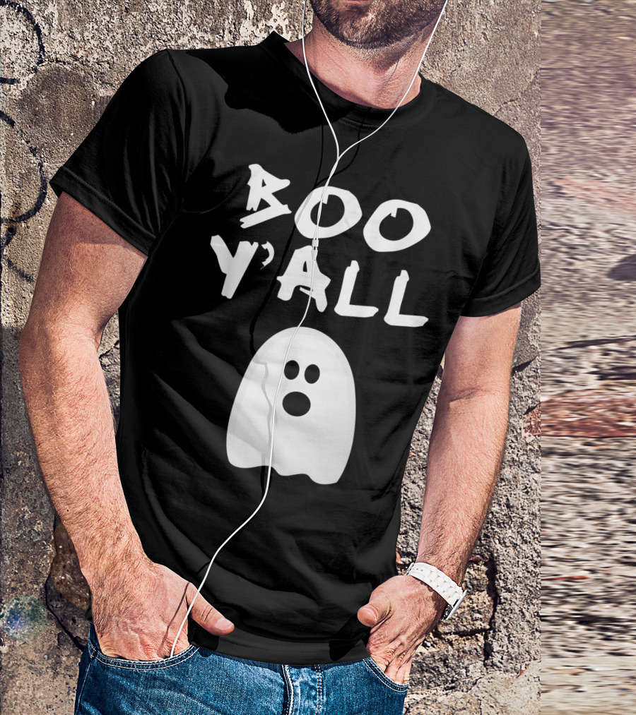 Boo Y'all Halloween Little Ghost White Funny Spooky Ghost T-Shirt
