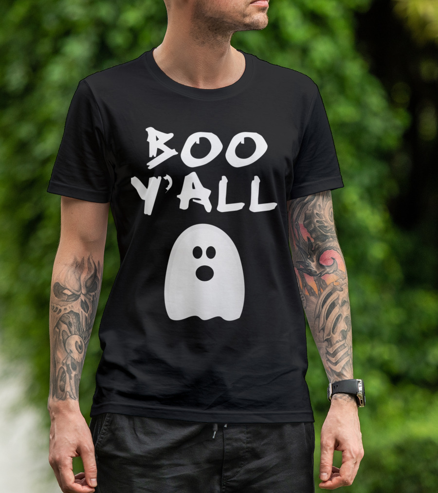 Boo Y'all Halloween Little Ghost White Funny Spooky Ghost T-Shirt