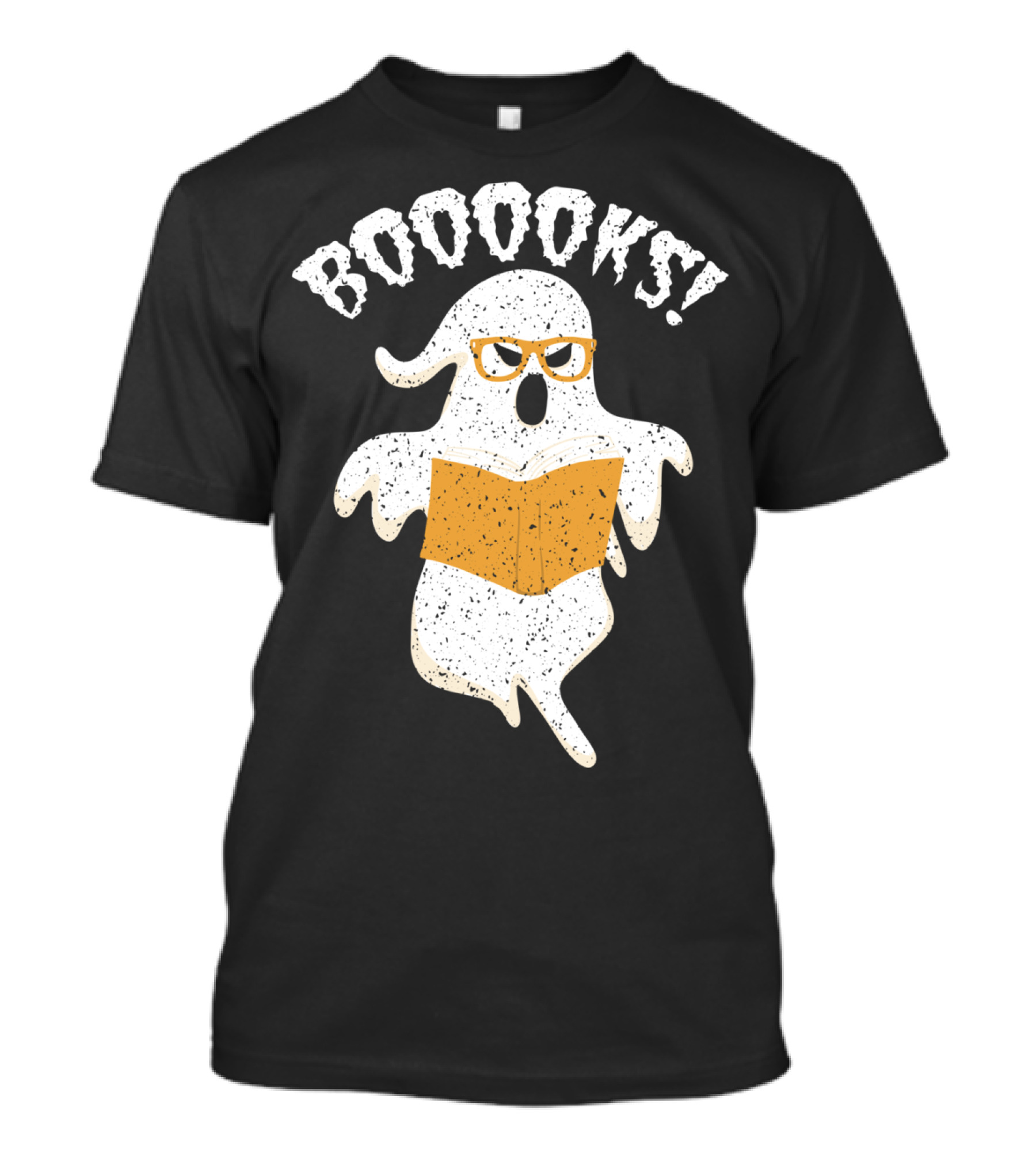 BOOOOKS Ghost With Glasses Halloween Reading Nerd T-Shirt