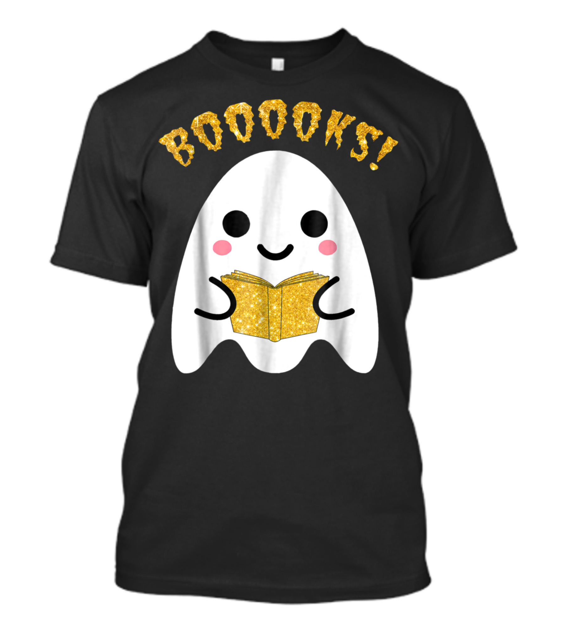 BOOOOKS Ghost Reading Sparkly Book T-Shirt