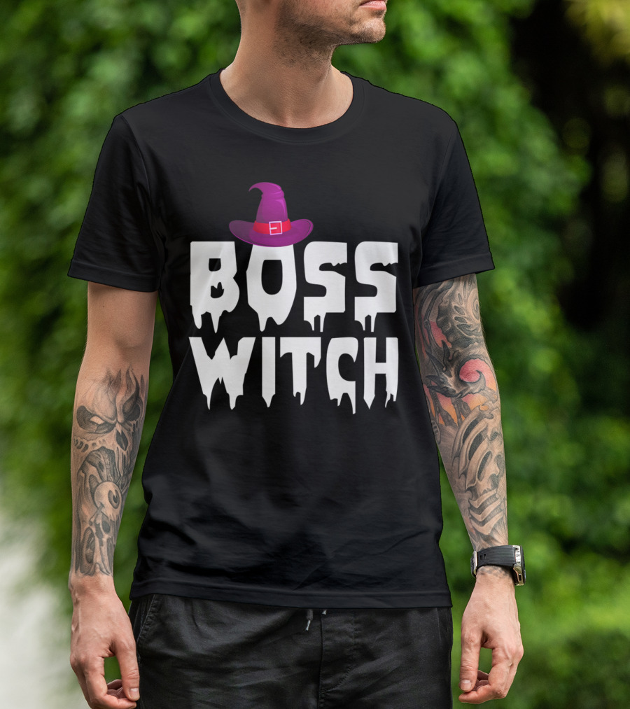 Boss Witch With Purple Hat And Dripping Font T-Shirt
