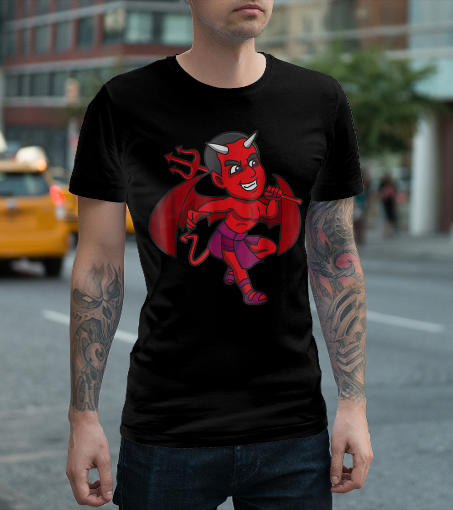 Cheeky Devil Halloween Horns Red Mischievous Demon Iconic Cartoon T-Shirt