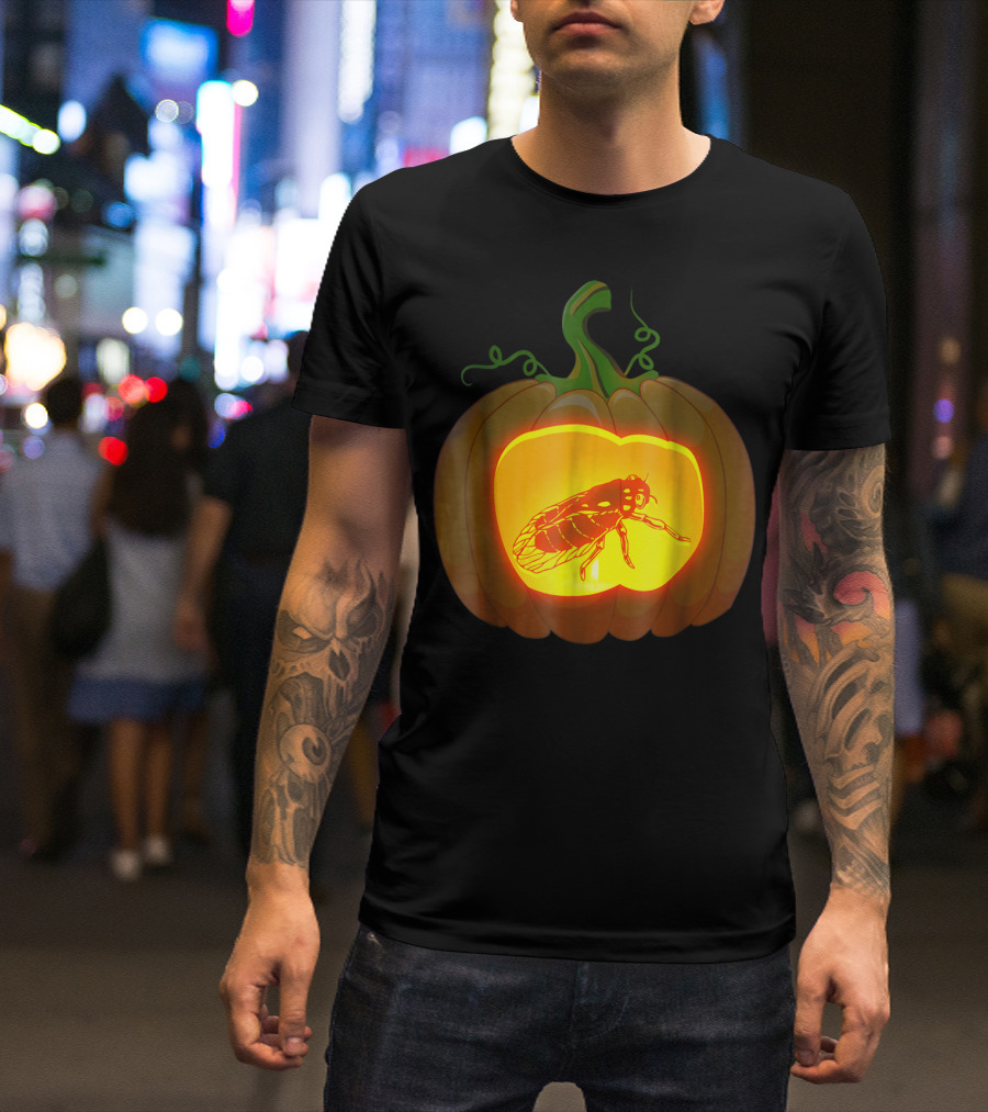 Cicada Pumpkin Jack-O'-Lantern Glow T-Shirt
