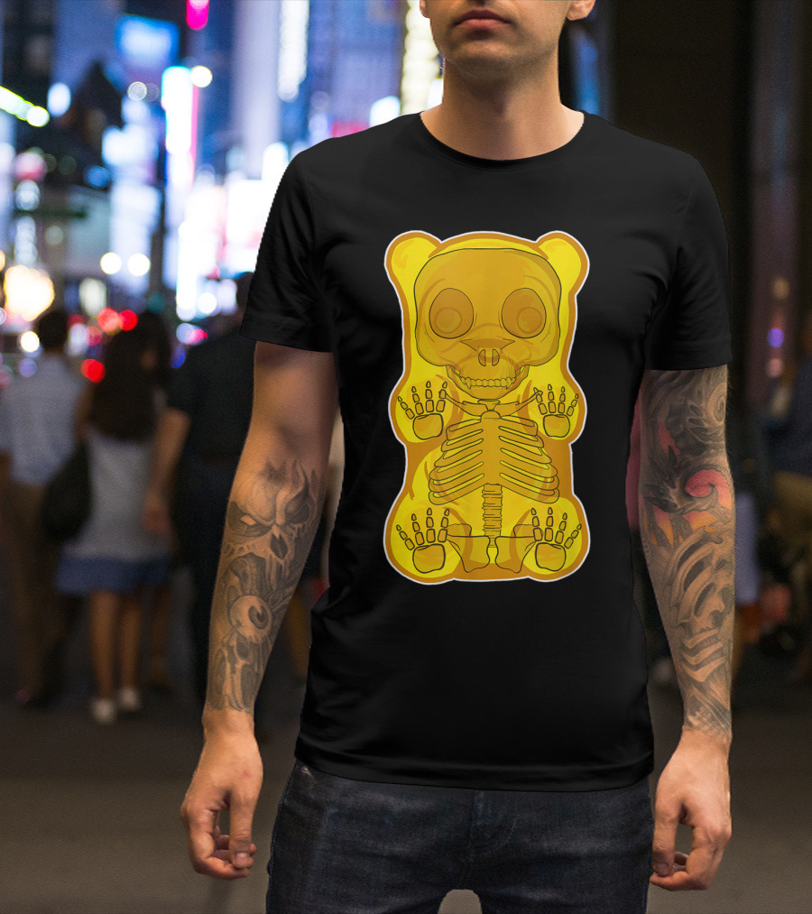 Classic Yellow Gummy Bear Skeleton Anatomy T-Shirt