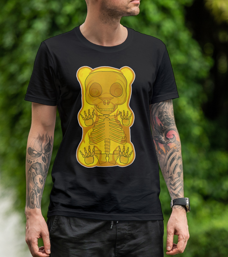 Classic Yellow Gummy Bear Skeleton Anatomy T-Shirt