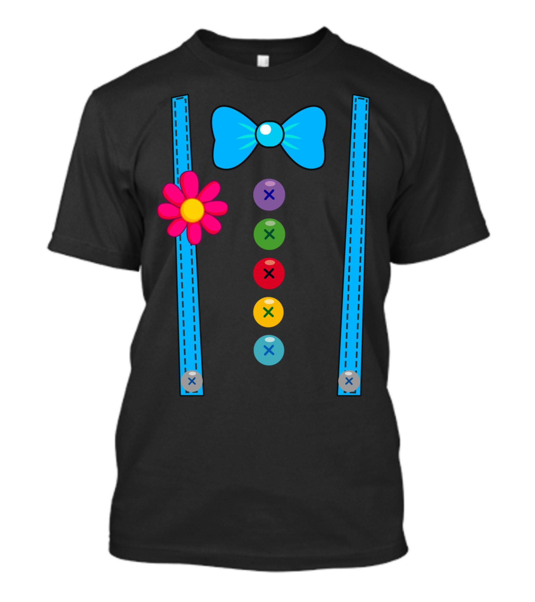 Clown Costume Funny DIY Circus Outfit With Bow Tie And Colorful Suspenders T-Shirt