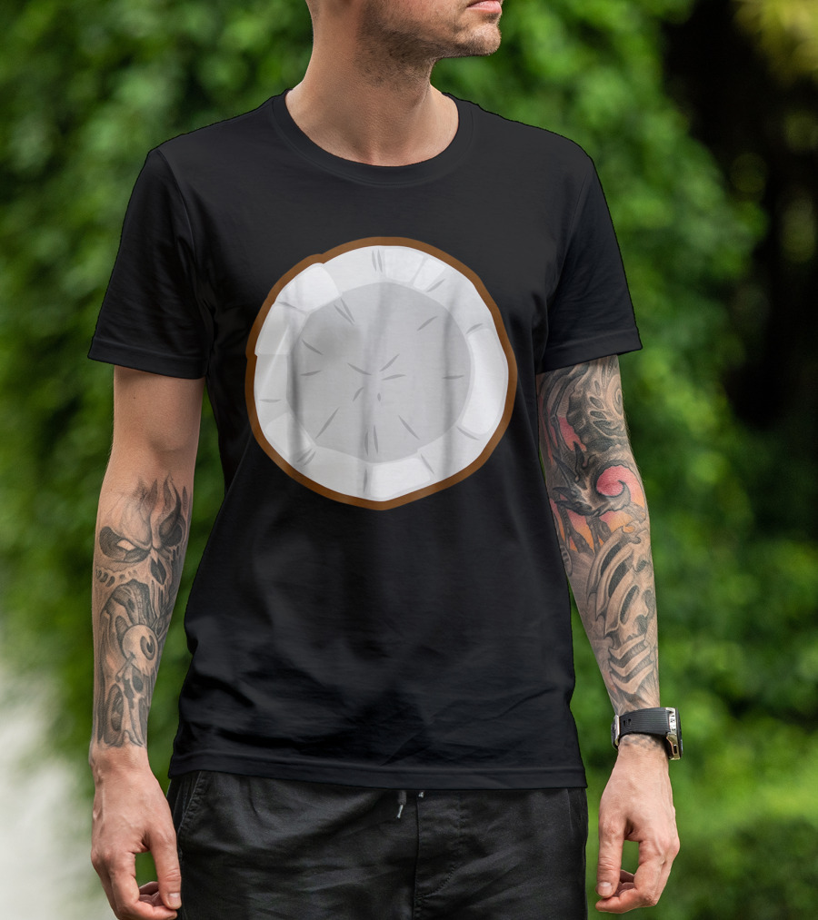 Coconut Funny Food Hawaii Fruit Round Brown White T-Shirt