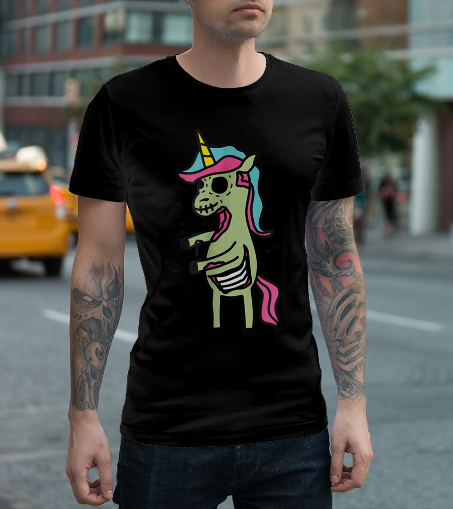 Cool Funny Halloween Zombie Unicorn T-Shirt