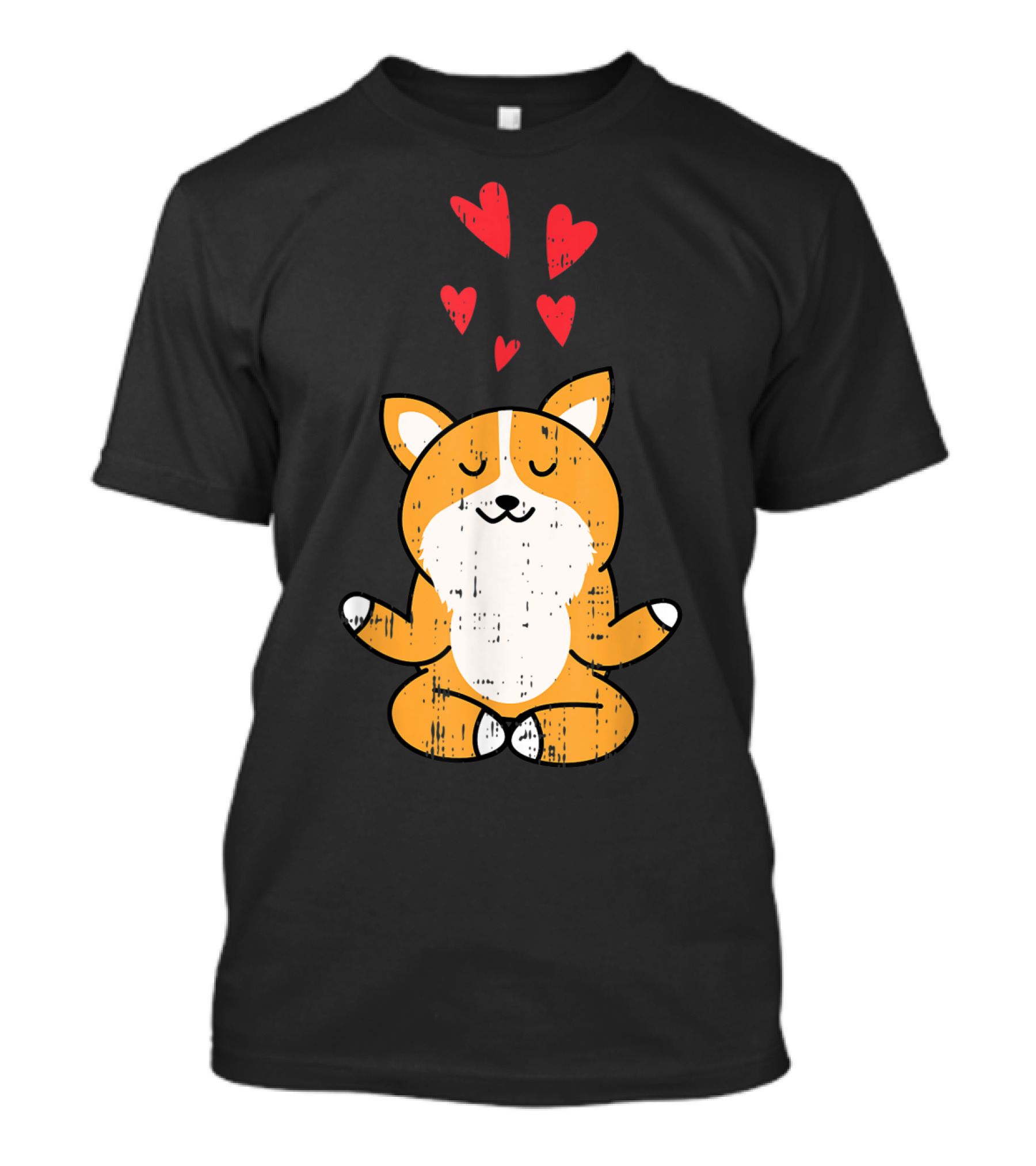 Corgi Meditating With Hearts Yoga Cute Pet T-Shirt