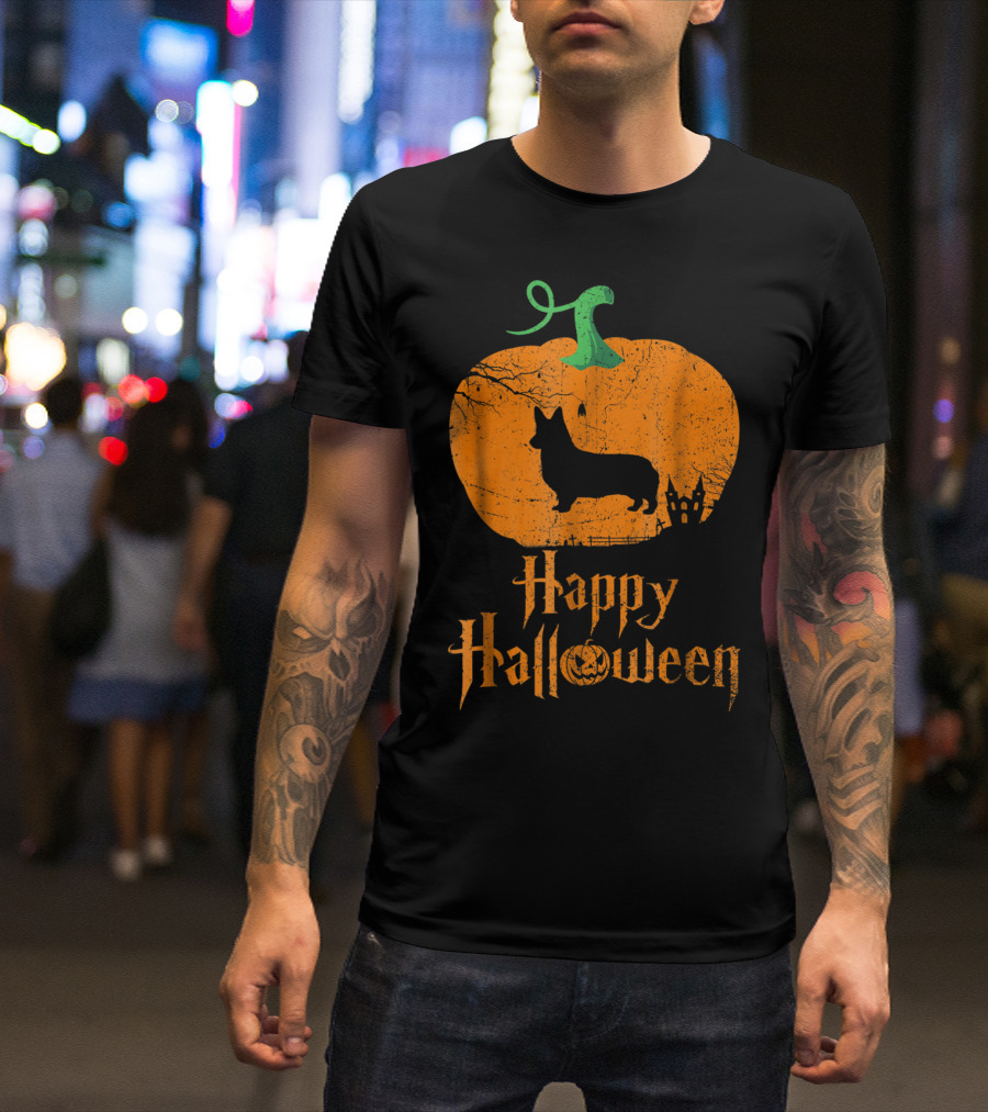 Happy Halloween Corgi In Pumpkin T-Shirt