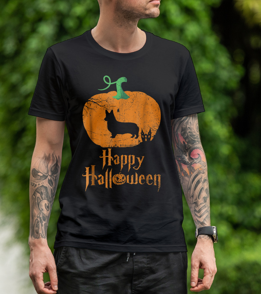 Happy Halloween Corgi In Pumpkin T-Shirt