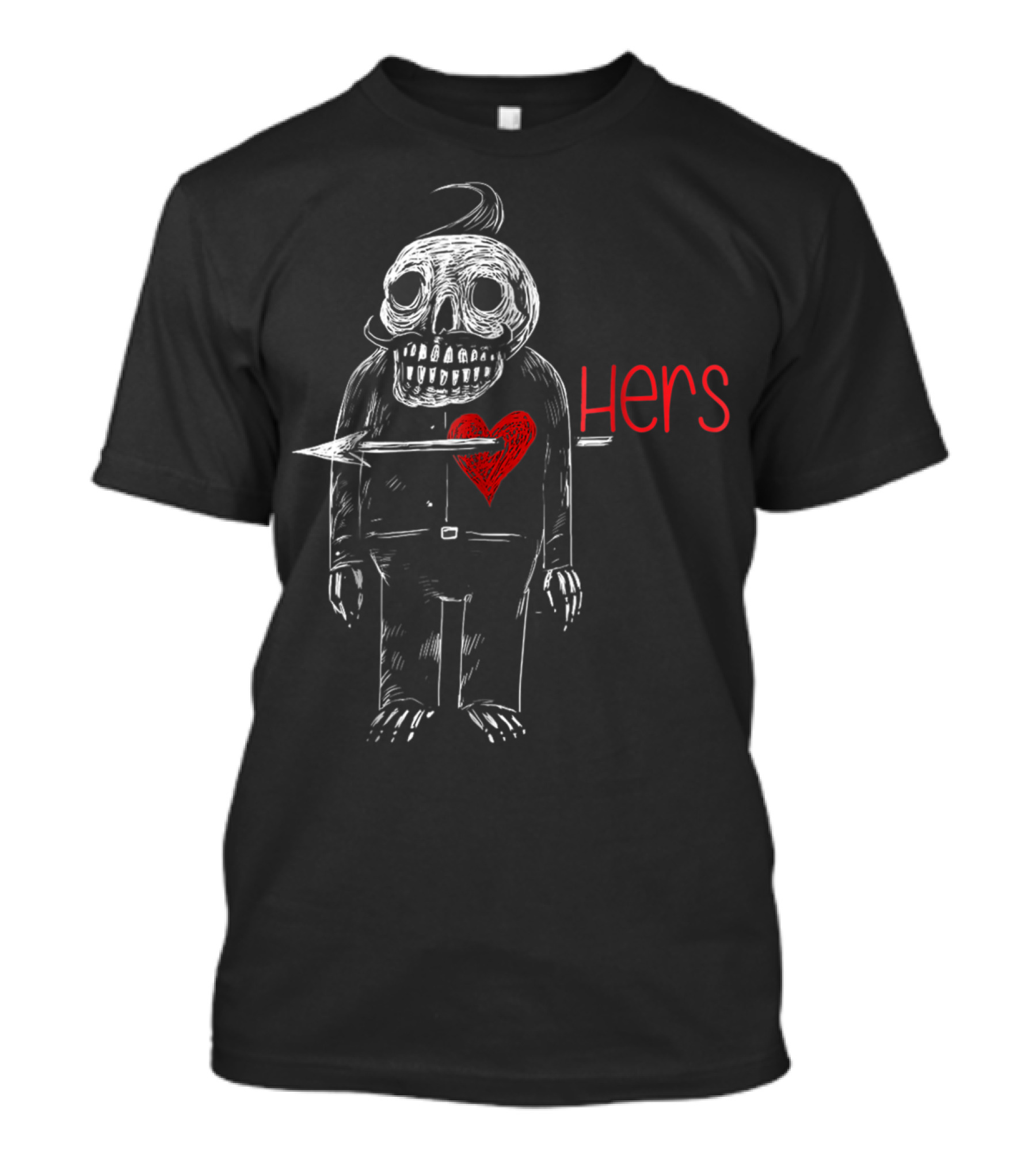 Couple Halloween Funny Hers Skeleton Heart Arrow T-Shirt