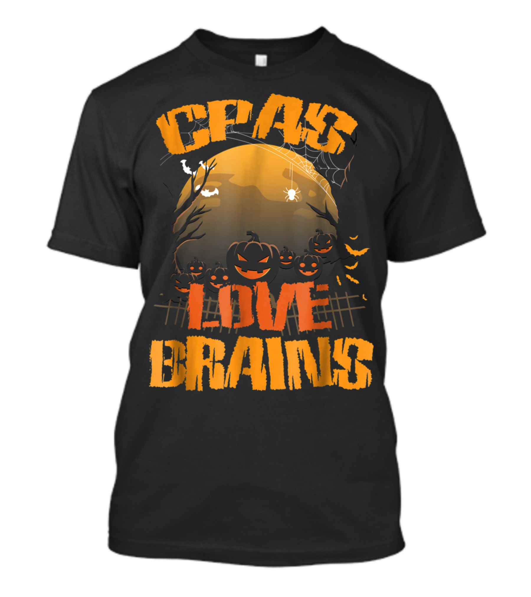 CPAs Love Brains Halloween Pumpkin Scene With Full Moon And Spiderwebs T-Shirt