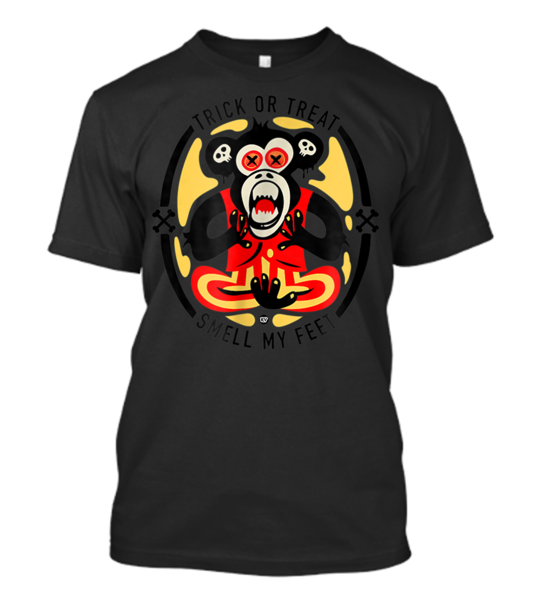 Trick Or Treat Smell My Feet Creepy Halloween Monkey T-Shirt