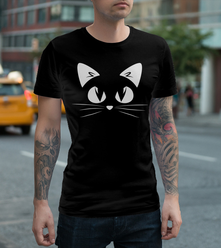 Cute Cat Fun Halloween Costume Top With Whiskers And Ears T-Shirt