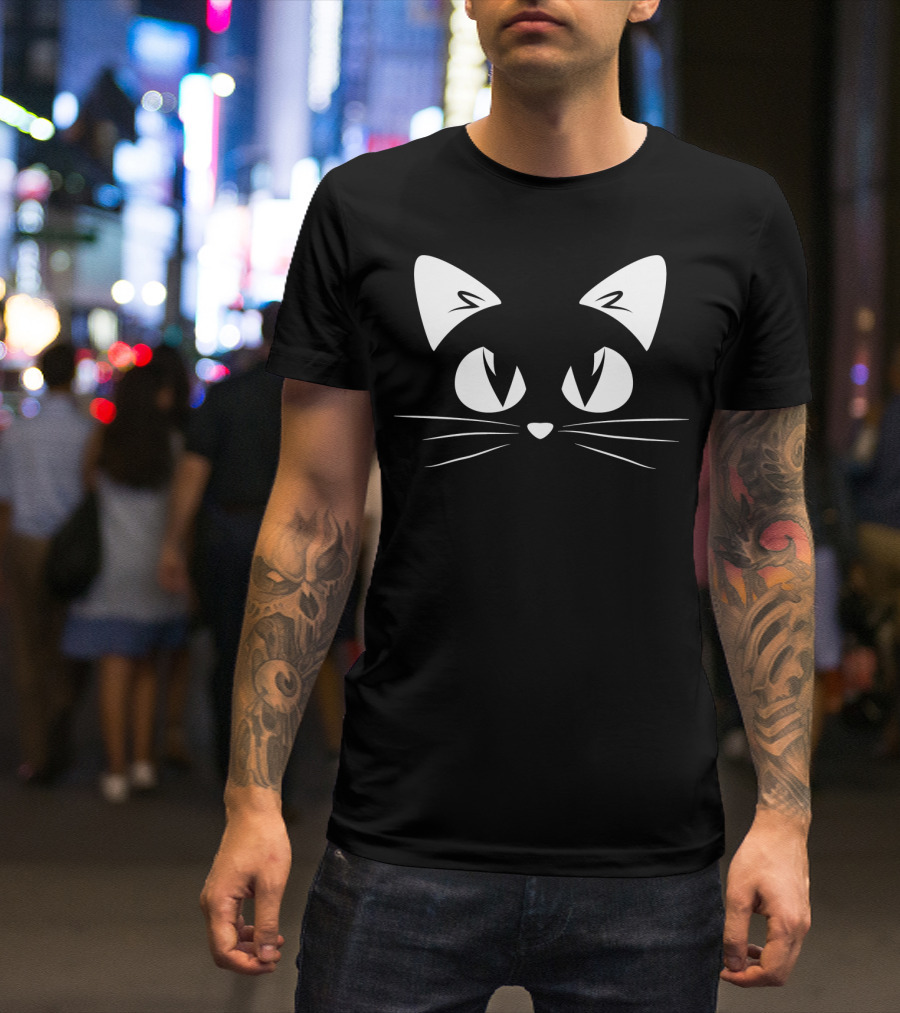 Cute Cat Fun Halloween Costume Top With Whiskers And Ears T-Shirt