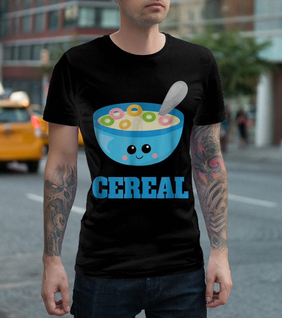 Cereal Cute Milk Bowl With Colorful Rings And Spoon T-Shirt