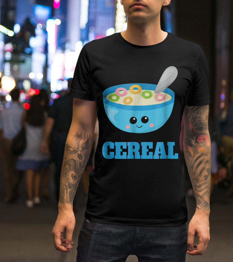 Cereal Cute Milk Bowl With Colorful Rings And Spoon T-Shirt