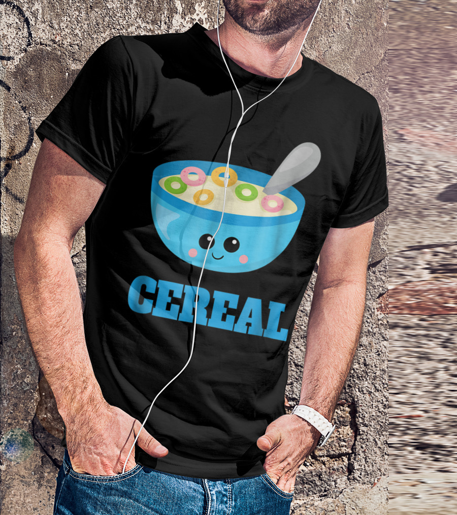 Cereal Cute Milk Bowl With Colorful Rings And Spoon T-Shirt