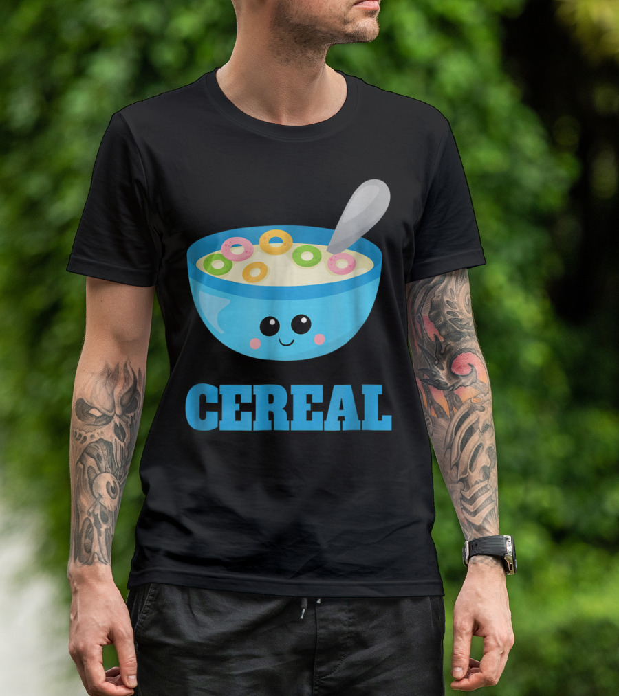 Cereal Cute Milk Bowl With Colorful Rings And Spoon T-Shirt