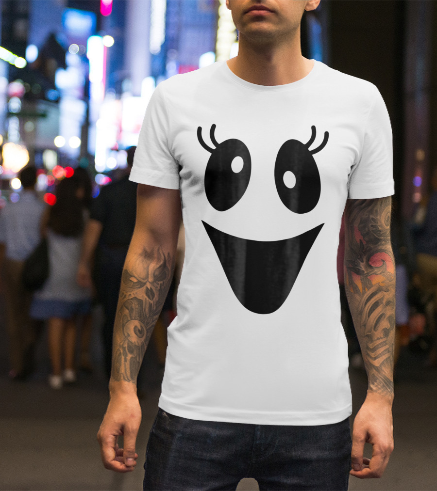 Cute Halloween Ghost Face With Lashes T-Shirt