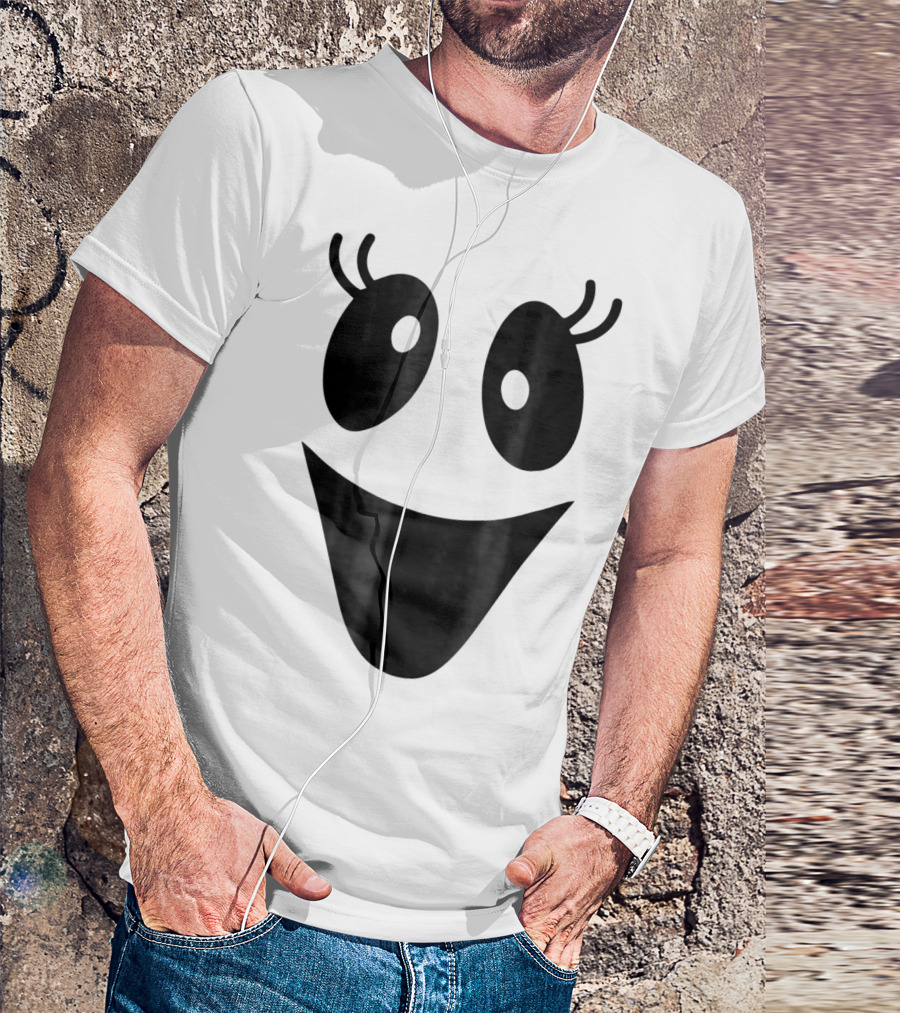 Cute Halloween Ghost Face With Lashes T-Shirt