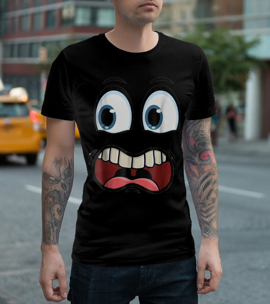 Cute Cartoon Ghost Face Halloween Ghoul Face Costume T-Shirt