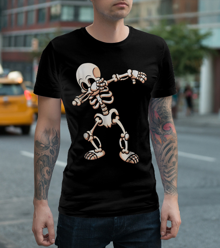 Dabbing Skeleton Cool Scary Halloween Urban Dance T-Shirt