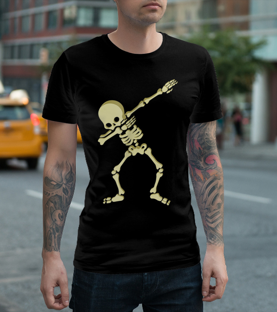 Funny Skeleton Dabbing Halloween Pose T-Shirt