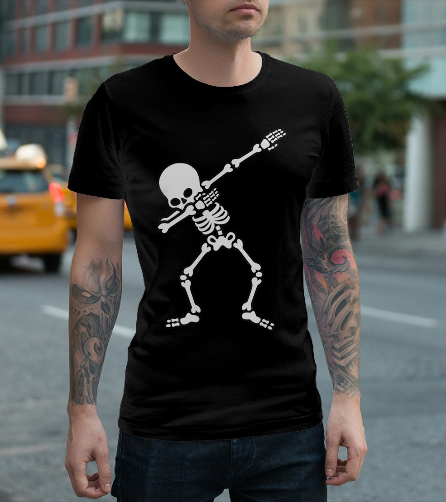 Dabbing Skeleton Halloween Dab Dance Skeleton Pose T-Shirt
