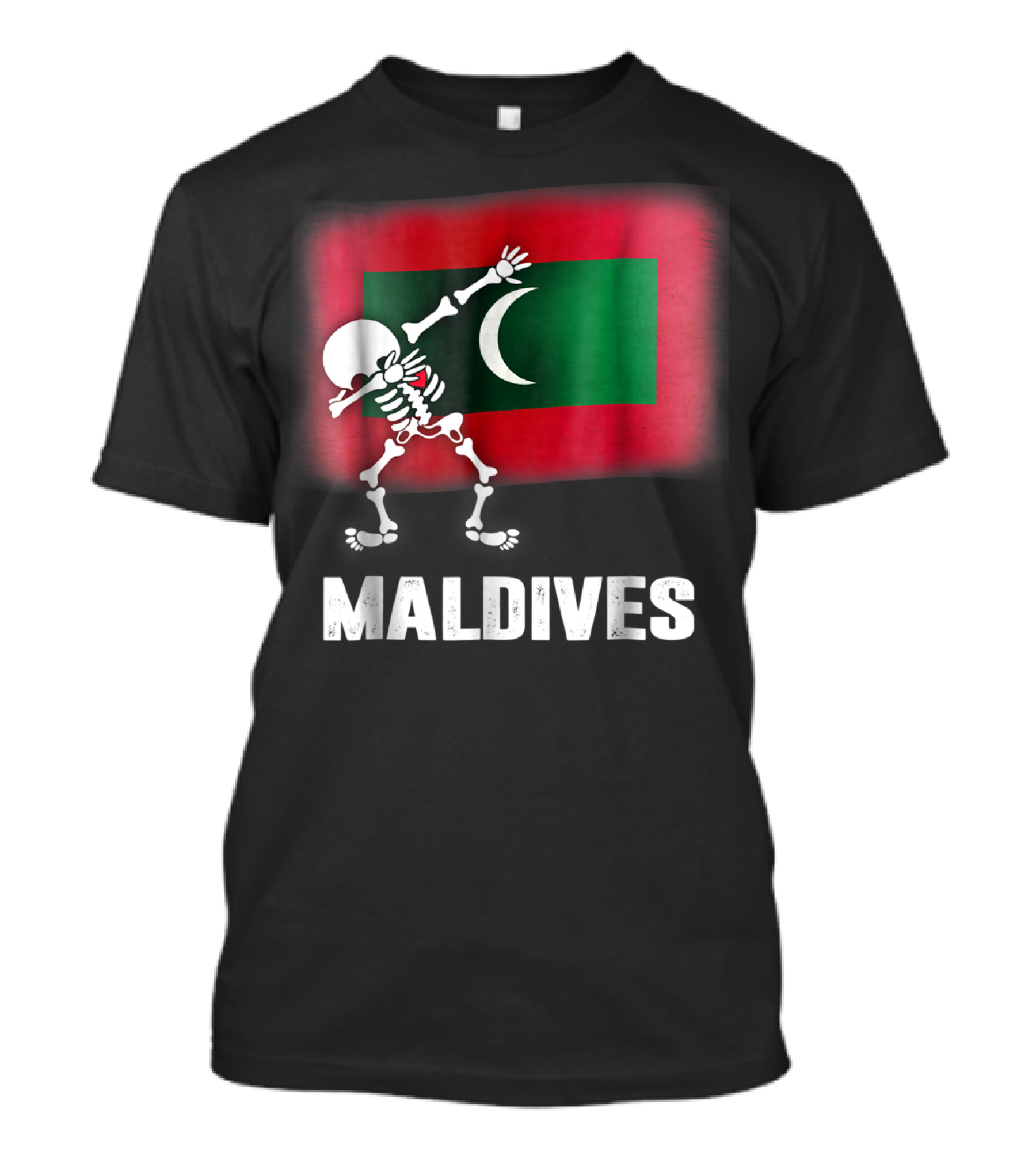 Dabbing Skeleton With Maldives Flag T-Shirt