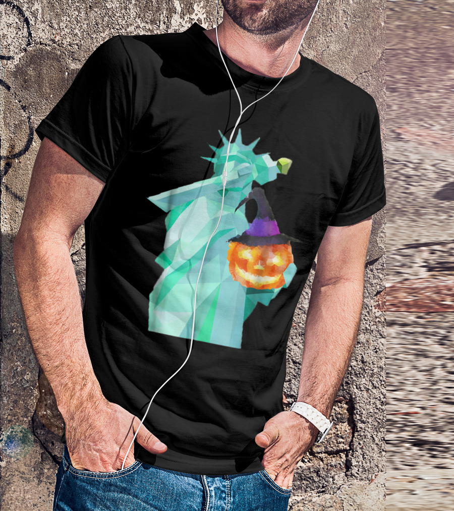 Statue Of Liberty Dabbing With Halloween Pumpkin T-Shirt