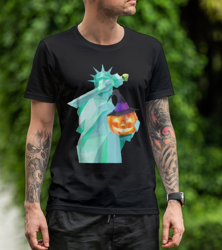 Statue Of Liberty Dabbing With Halloween Pumpkin T-Shirt