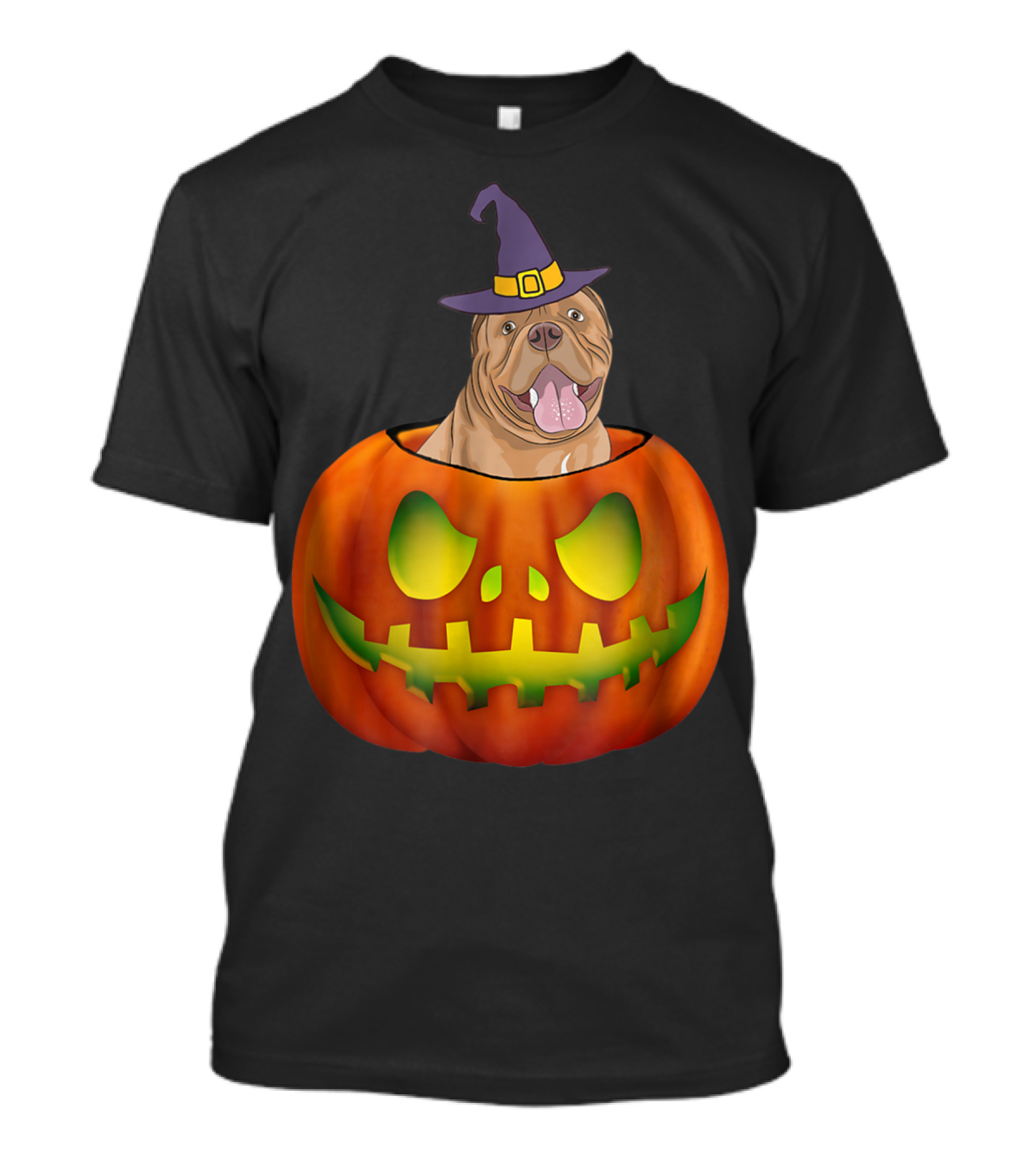 Dogue De Bordeaux Halloween Pumpkin Witch Hat T-Shirt