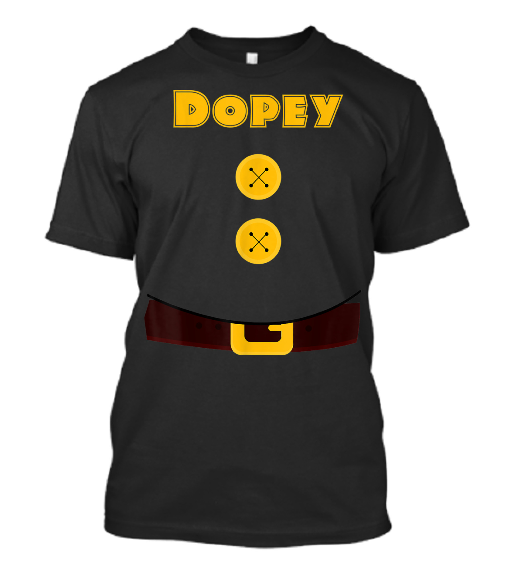 Dopey Dwarf Costume Design With Yellow Buttons And Belt T-Shirt