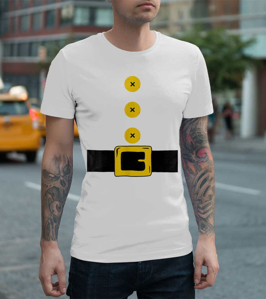 Dwarf Costume Illustration With Yellow Buttons And Buckle T-Shirt