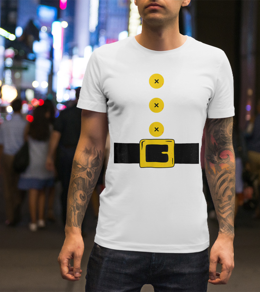 Dwarf Costume Illustration With Yellow Buttons And Buckle T-Shirt
