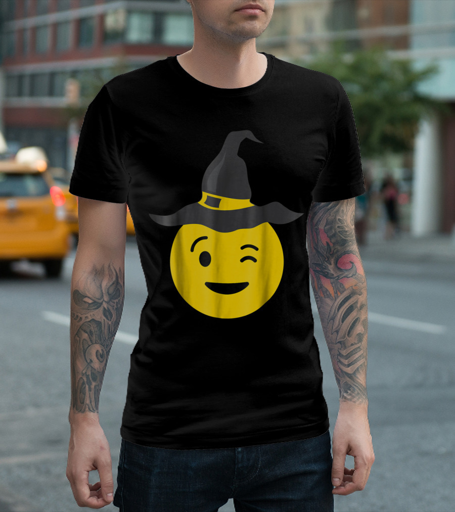Winking Emoji Witch Hat T-Shirt