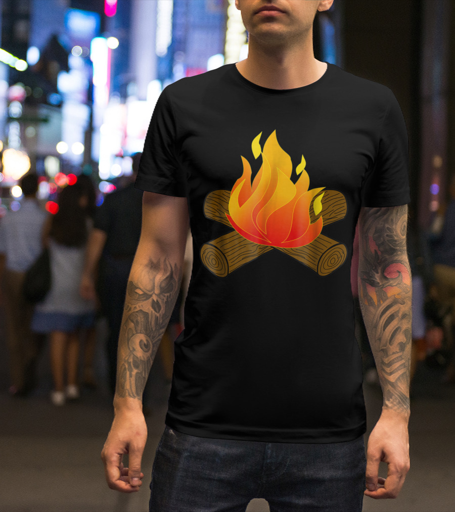 Fire Group S'more Campfire Logs And Flames T-Shirt