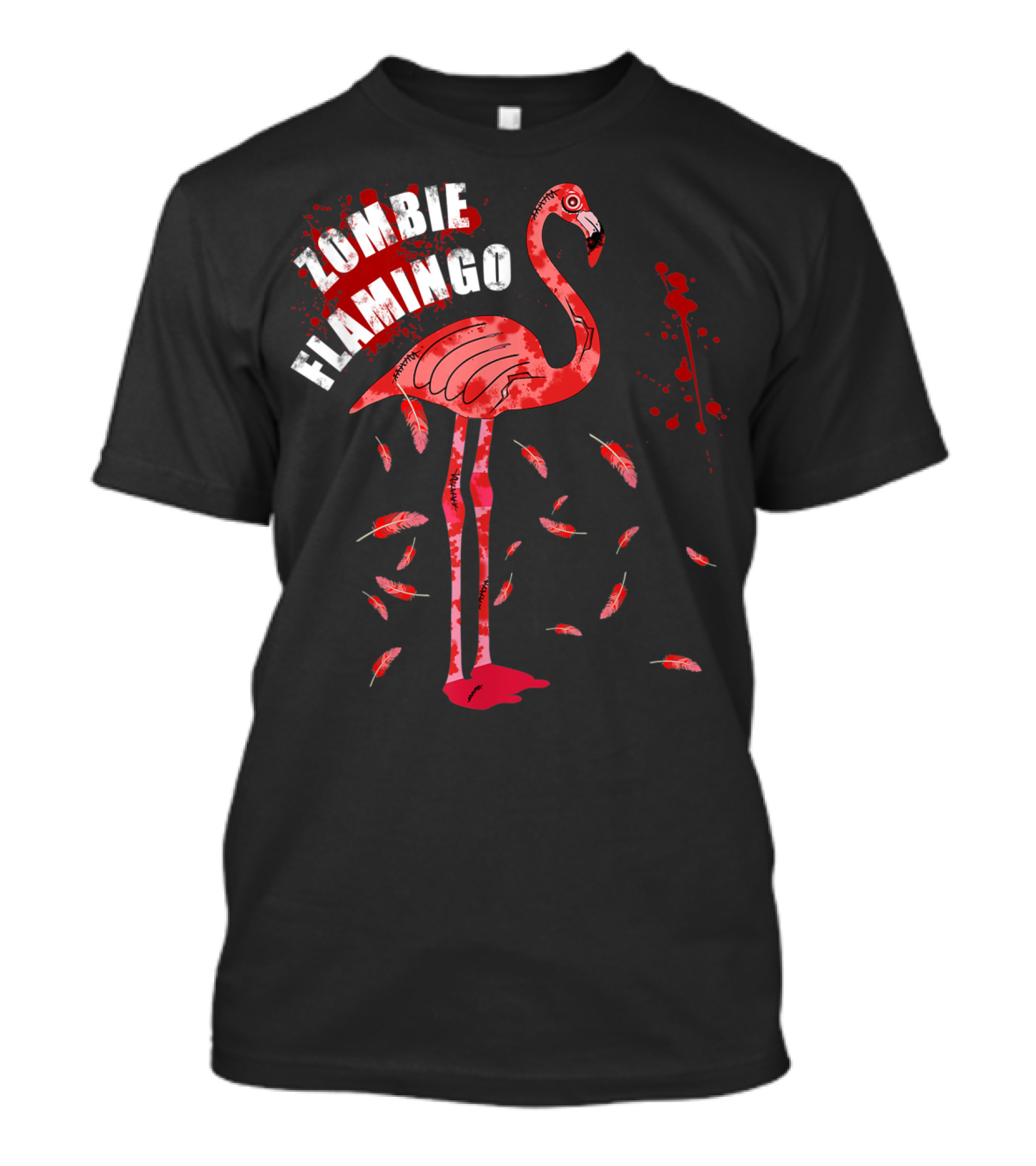 Zombie Flamingo Halloween Bird Scary Blood Splatter T-Shirt