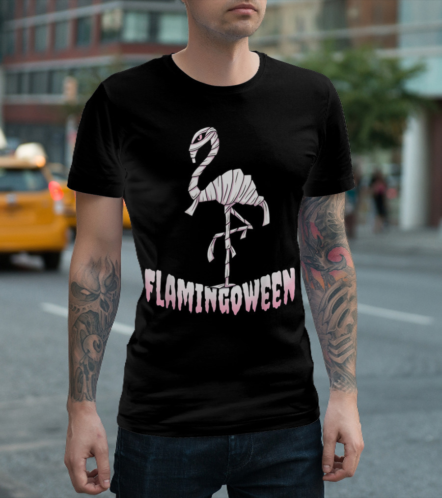 Flamingoween Flamingo Mummy Halloween Bird T-Shirt