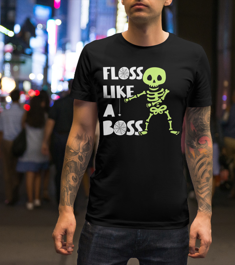 Floss Like A Boss Skeleton Halloween Dance T-Shirt