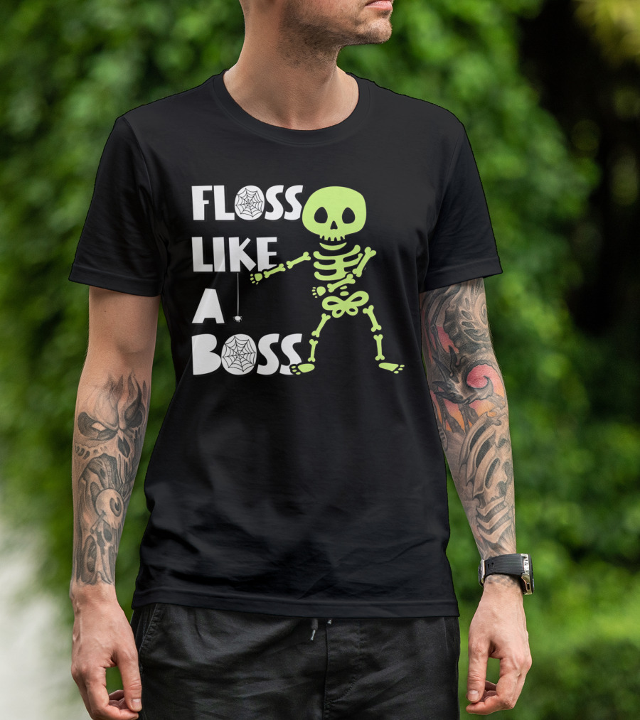Floss Like A Boss Skeleton Halloween Dance T-Shirt