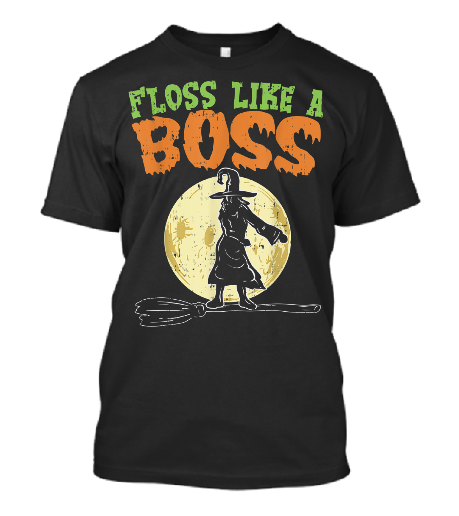 FLOSS LIKE A BOSS Halloween Witch Moon Broom T-Shirt