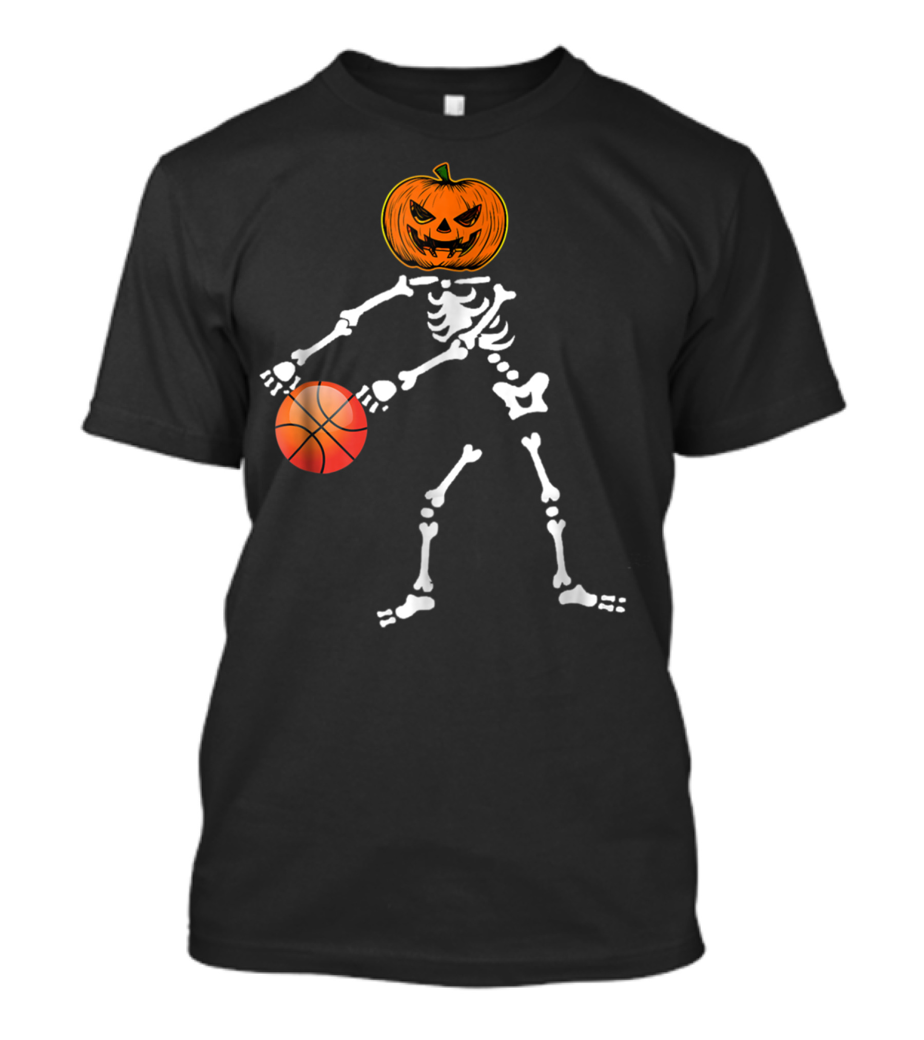 Flossing Skeleton With Pumpkin Head Playing Basketball T-Shirt