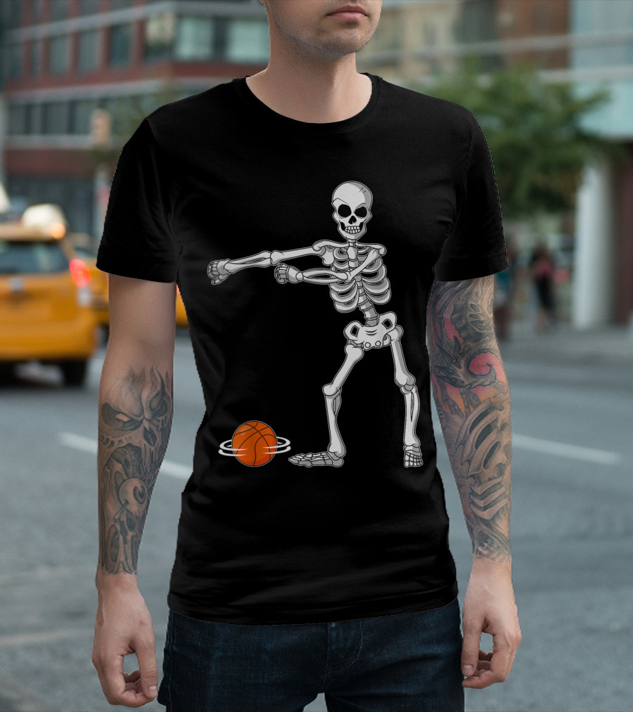 Flossing Skeleton With Basketball Dance Moves T-Shirt
