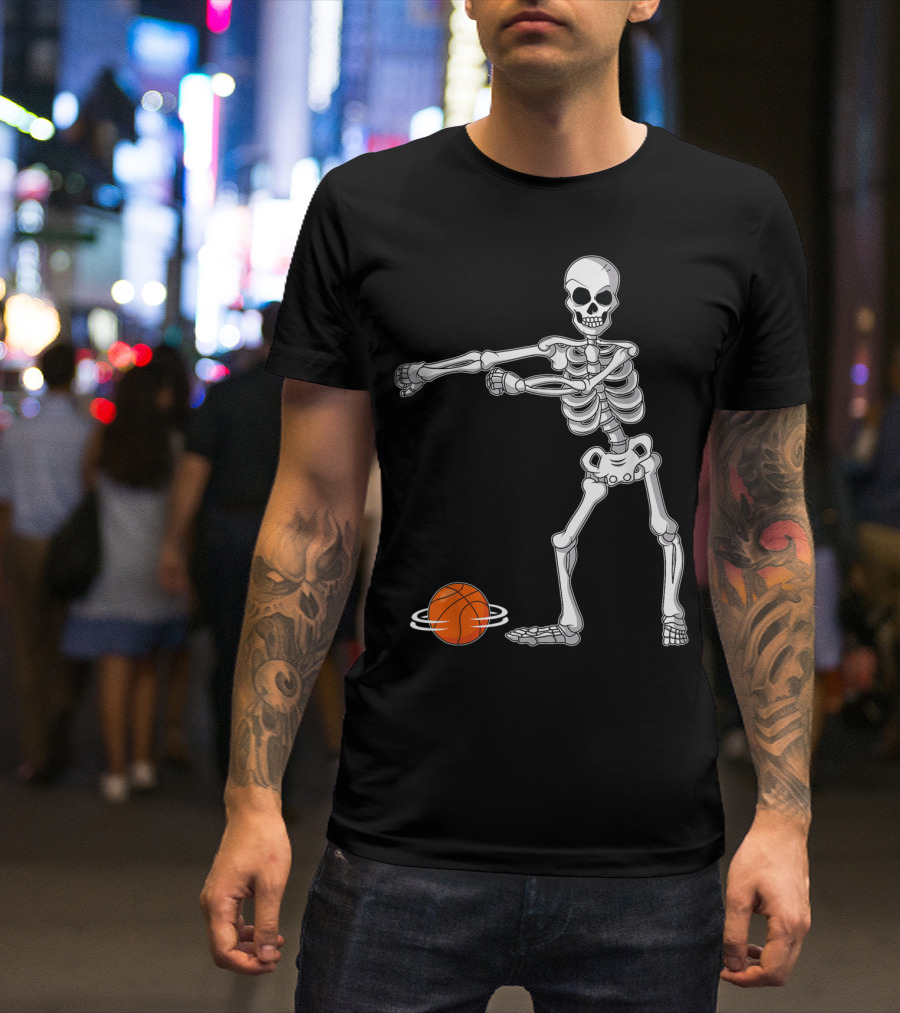 Flossing Skeleton With Basketball Dance Moves T-Shirt