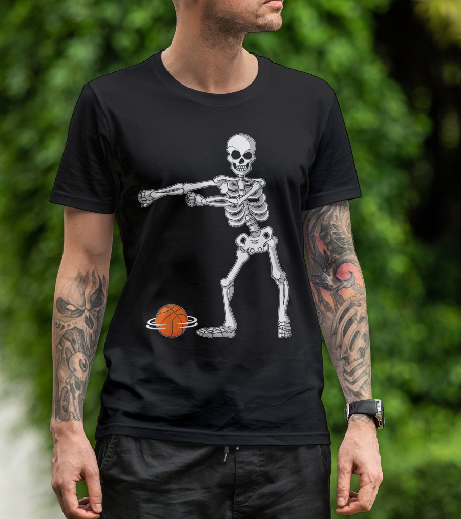 Flossing Skeleton With Basketball Dance Moves T-Shirt