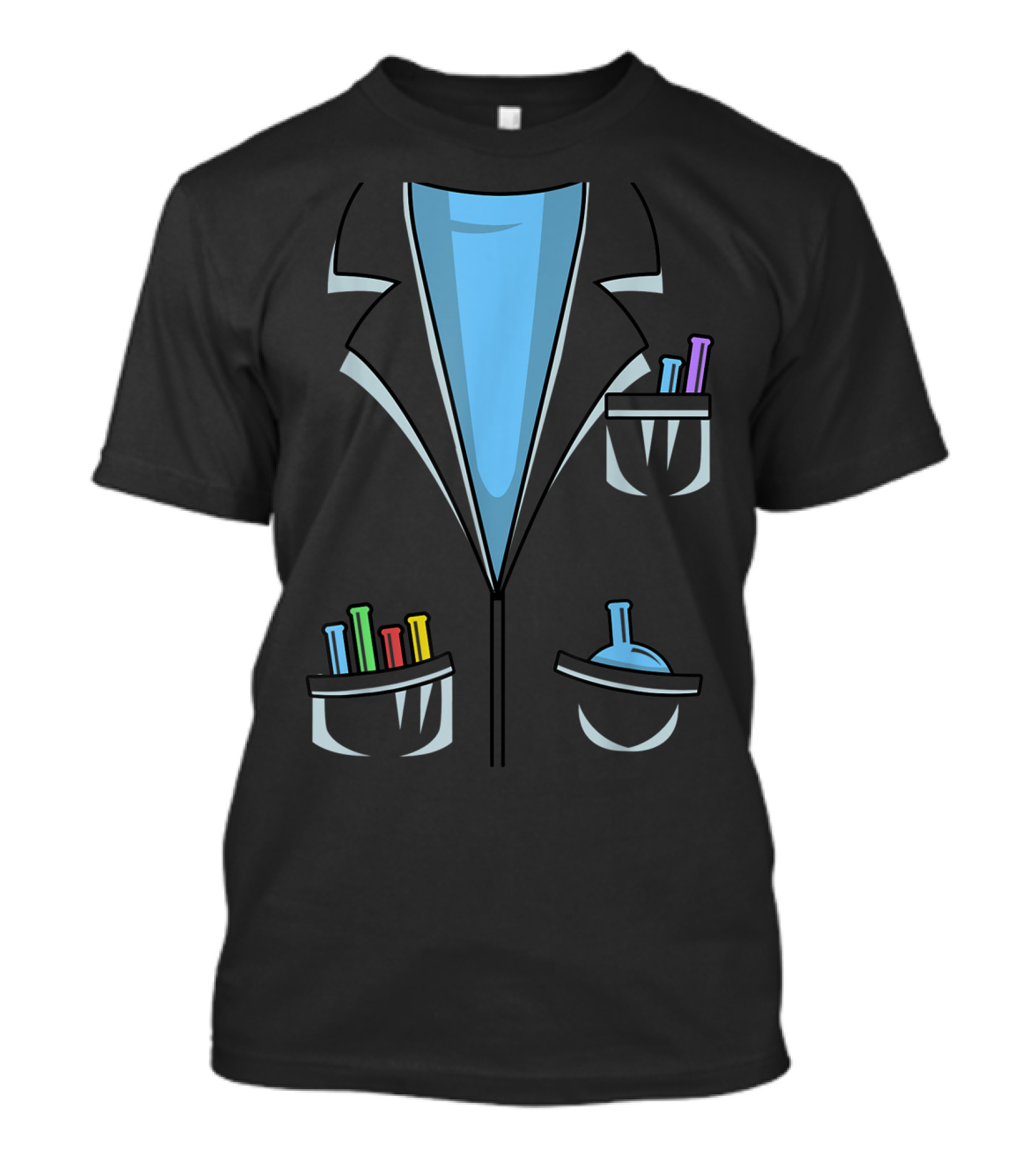Cute Scientist Halloween Costume Chemist Lab Coat With Colorful Test Tubes T-Shirt