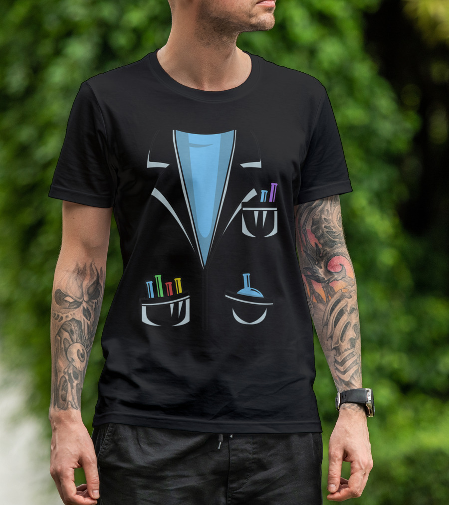 Cute Scientist Halloween Costume Chemist Lab Coat With Colorful Test Tubes T-Shirt